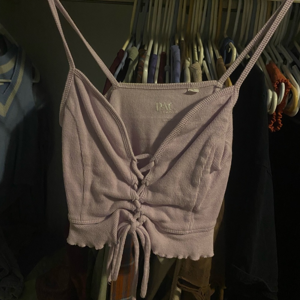 PAC sun purple lace up top